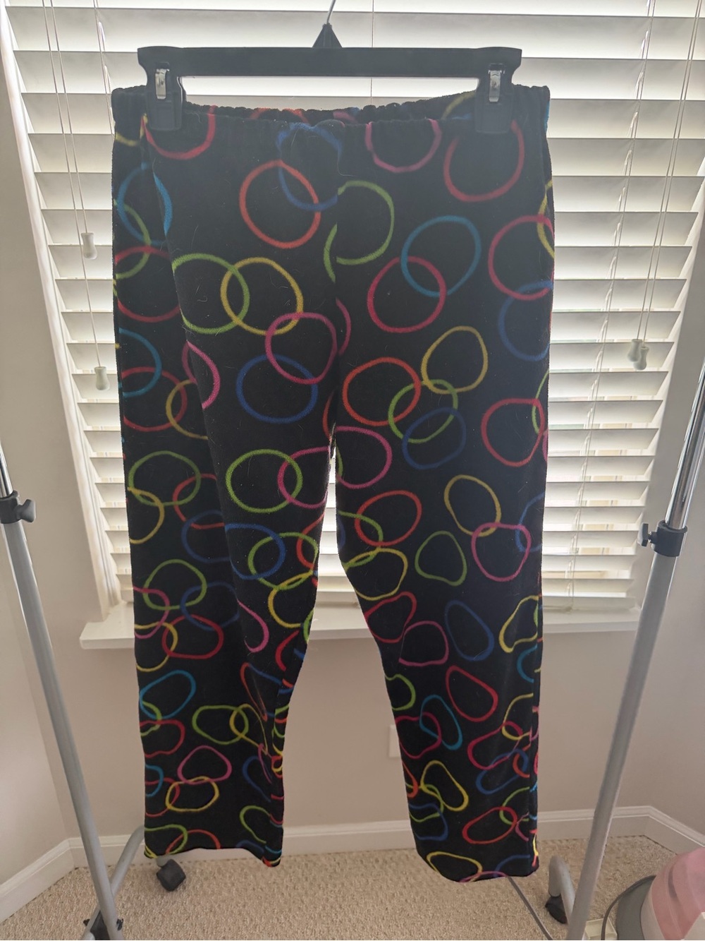 Black Lounge Pants with Neon Multi-Color Circles